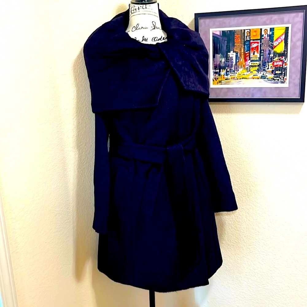 Women’s Cole Haan Wool/Alpaca Blend Coat, dark purple, size 4